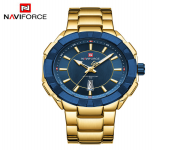 NAVIFORCE NF9176 Golden Stainless Steel Analog Watch for Men - Royal Blue & Golden