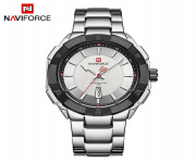 NAVIFORCE NF9176 Silver Stainless Steel Analog Watch for Men - Black & Silver