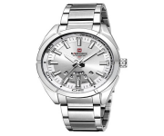 NAVIFORCE NF9038 Silver Stainless Steel Analog Watch for Men - White & Silver