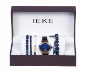 IEKE 88048 Royal Blue Mesh Stainless Steel Analog Watch For Women - RoseGold & Royal Blue