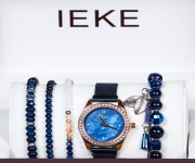 IEKE 88052 Royal Blue Mesh Stainless Steel Analog Watch For Women - RoseGold & Royal Blue
