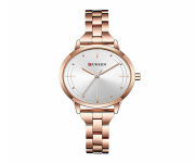 CURREN 9019 RoseGold Stainless Steel Analog Watch For Ladies - White & RoseGold