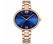 CURREN 9017 RoseGold Stainless Steel Analog Watch For Women - Royal Blue & RoseGold