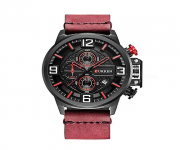 8278 - PU Leather Chronograph Wrist Watch for Men - Red