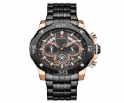 NAVIFORCE NF9175 Black Stainless Steel Chronograph Watch For Men - RoseGold & Black