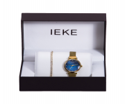 IEKE 88041 Golden Mesh Stainless Steel Analog Watch For Women - Royal Blue & Golden