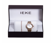 IEKE 88039 RoseGold Mesh Stainless Steel Analog Watch For Women - White & RoseGold