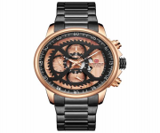 NAVIFORCE NF9150 Black Stainless Steel Chronograph Watch For Men - Rose Gold & Black