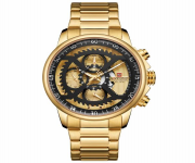 NAVIFORCE NF9150 Golden Stainless Steel Chronograph Watch For Men - Black & Golden