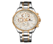 NAVIFORCE NF9089 Two-Tone Stainless Steel Chronograph Watch For Men - Silver & Rose Gold