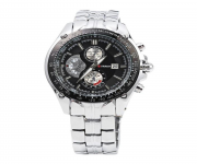 CURREN 8083 Silver Stainless Steel Chronograph Watch For Men - Black