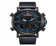 NAVIFORCE NF9135 Black PU Leather Wrist Watch for Men - Blue