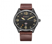 CURREN 8265 - Coffee Leather Analog Watch for Men - Brown