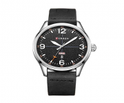 CURREN 8265 - Black Leather Analog Watch for Men