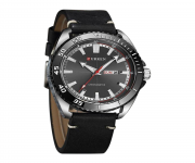 CURREN 8272 Black Leather Analog Watch for Men - Sleek Timepiece for Style and Functionality