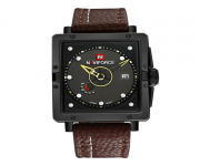 NF9065 - Chocolate PU Leather Wrist Watch for Men