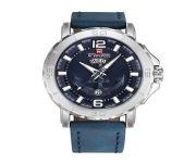 Naviforce NF9122 - Blue Leather Analog Watch for Men