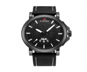 Naviforce NF9125 - Black Leather Analog Watch for Men