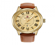 Naviforce NF9126 - Brown Leather Analog Watch for Men