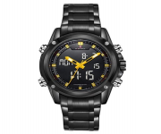 Naviforce NF9050 Stainless Steel Dual Display Wrist Watch - Black and Yellow
