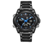 Naviforce NF9050 Stainless Steel Dual Display Wrist Watch - Black and Blue
