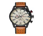CURREN 8250 - Brown Leather Watch For Men - Orange