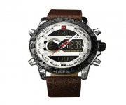 Artificial Leather Analog Watch for Men - Brown
