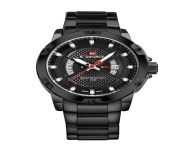 Naviforce NF9085BB - Black Stainless Steel Analog Watch for Men