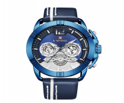 NAVIFORCE NF9168 Navy Blue PU Leather Chronograph Watch For Men - Royal Blue & Navy Blue