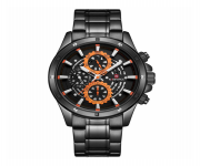 NAVIFORCE NF9149 Black Stainless Steel Chronograph Watch For Men - Orange & Black