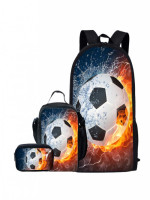 ForUDesigns Cartoon Football Backpack- Flame 3 Pcs/set