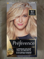 L'Oreal Paris Preference Permanent Hair Colour, 9.1 Light Ash Blonde