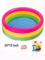 Baby Bath Tub, Baby Swimming Pool with Pumper (34 X10inch) - Multicolor