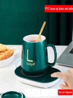 Sweet Life Ceramic Coffee Cup Mug with Heating Pad Set - Stay Cozy at 55 Degrees!