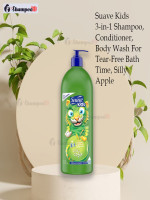 Suave Kids 3-in-1 Shampoo, Conditioner, Body Wash For Tear-Free Bath Time, Silly Apple, Dermatologist-Tested Kids Shampoo 3-in-1 Formula 40 oz 1000ml